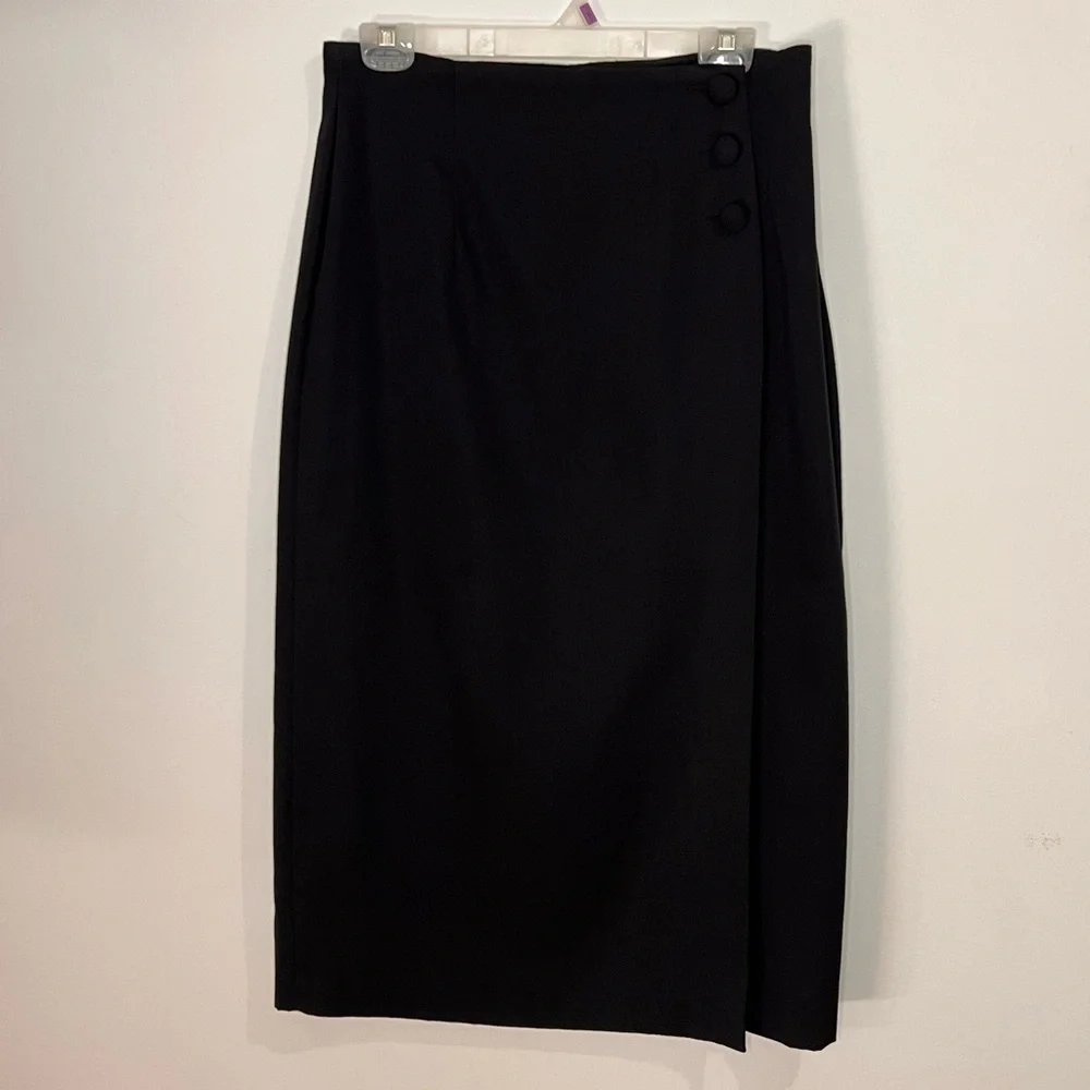 SOLD 4/6 Toby Vintage 90s Black Maxi Full Wrap Pencil Skirt - Picture 1 of 11